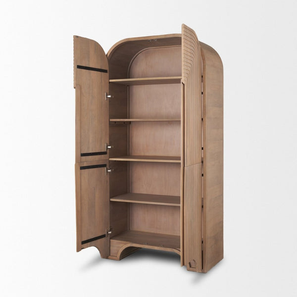 Mercana Sorina Curio Cabinet - Sculptural Solid Mango Wood Design for Elegant Display and Storage Solutions 70836