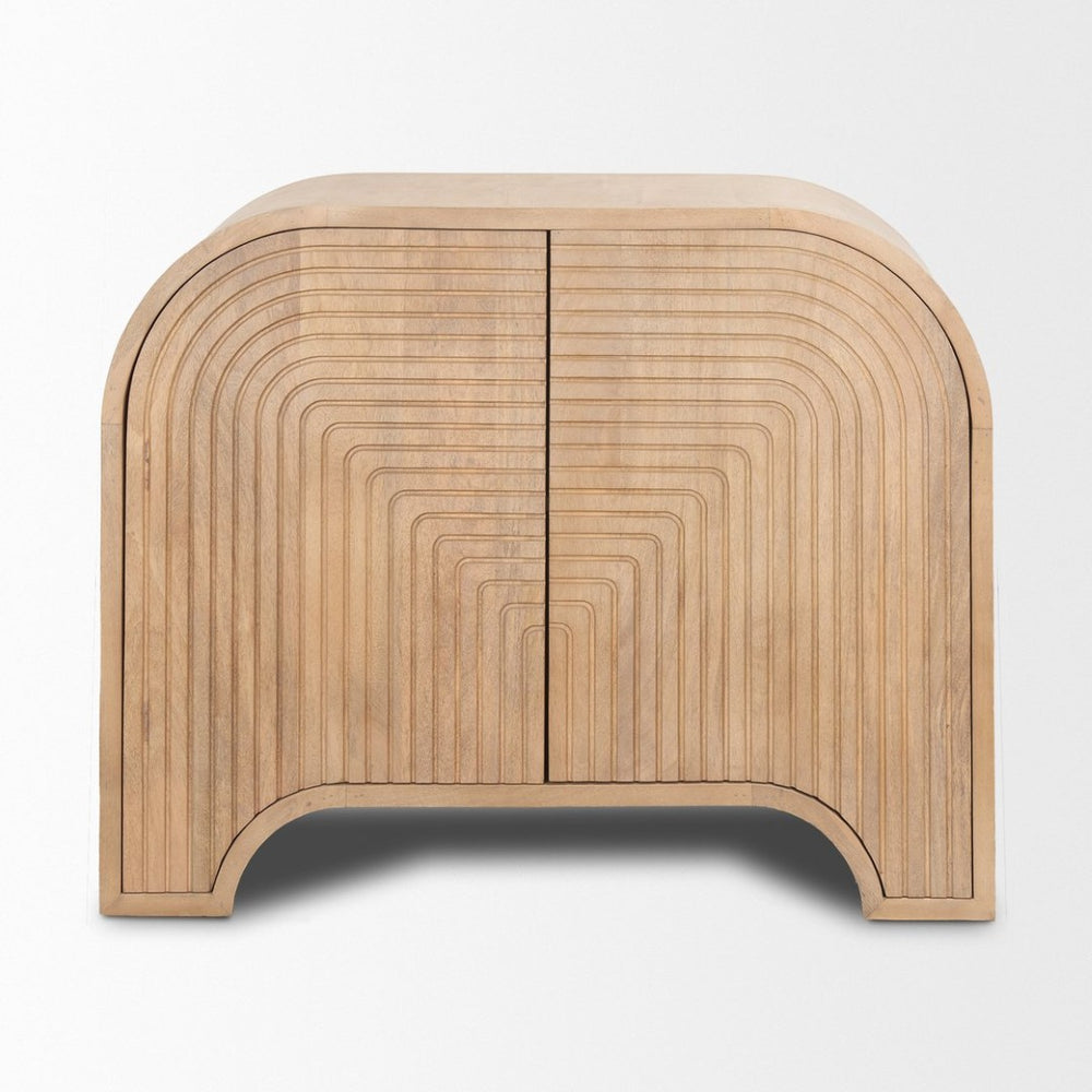 Mercana Sorina Accent Cabinet – Stylish Solid Mango Wood Storage with Reverse-Fluted Doors & Rounded Corners 70837