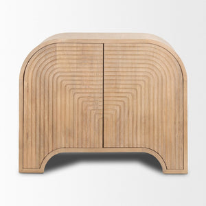Mercana Sorina Accent Cabinet – Stylish Solid Mango Wood Storage with Reverse-Fluted Doors & Rounded Corners 70837