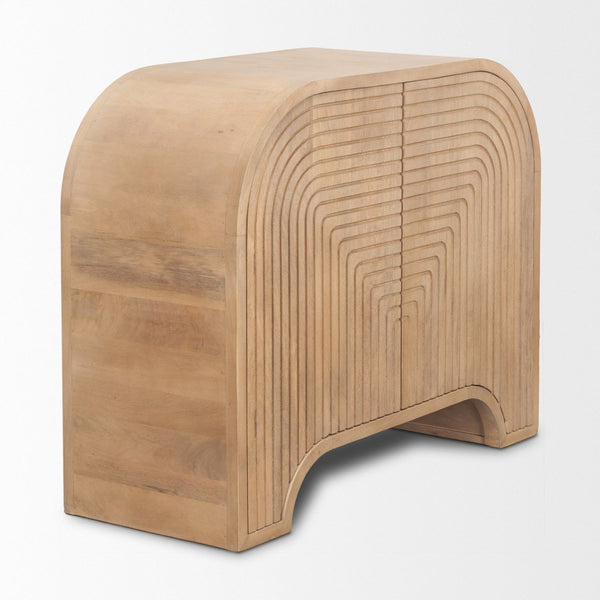 Mercana Sorina Accent Cabinet – Stylish Solid Mango Wood Storage with Reverse-Fluted Doors & Rounded Corners 70837