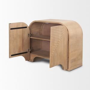 Mercana Sorina Accent Cabinet – Stylish Solid Mango Wood Storage with Reverse-Fluted Doors & Rounded Corners 70837