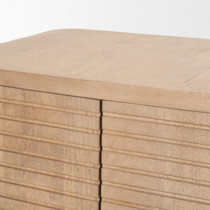 Mercana Sorina Accent Cabinet – Stylish Solid Mango Wood Storage with Reverse-Fluted Doors & Rounded Corners 70837