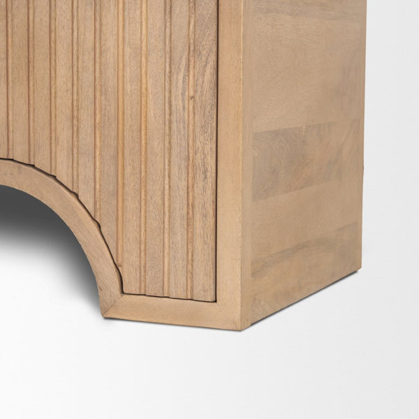 Mercana Sorina Accent Cabinet – Stylish Solid Mango Wood Storage with Reverse-Fluted Doors & Rounded Corners 70837