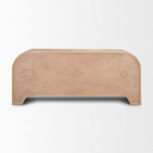 Mercana Sorina Modern Storage Sideboard with Unique Reverse-Fluted Doors - Solid Mango Wood Elegance 70838