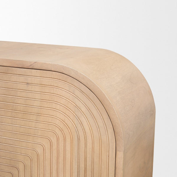 Mercana Sorina Modern Storage Sideboard with Unique Reverse-Fluted Doors - Solid Mango Wood Elegance 70838