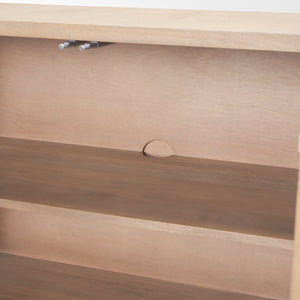 Mercana Sorina Modern Storage Sideboard with Unique Reverse-Fluted Doors - Solid Mango Wood Elegance 70838