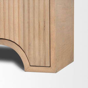 Mercana Sorina Modern Storage Sideboard with Unique Reverse-Fluted Doors - Solid Mango Wood Elegance 70838