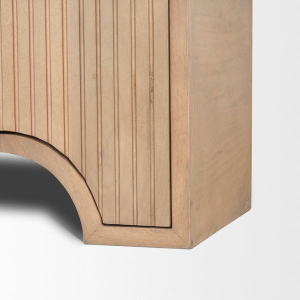 Mercana Sorina Modern Storage Sideboard with Unique Reverse-Fluted Doors - Solid Mango Wood Elegance 70838