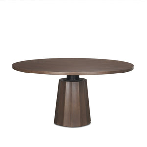 Mercana Swanson Round Pedestal Dining Table – Solid Mango Wood with Scalloped Base and Modern Design 60" Dk Brown Wood Top | Dk Brown Wood Base 70830-AB
