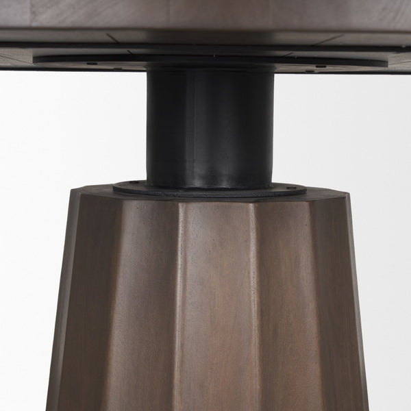 Mercana Swanson Round Pedestal Dining Table – Solid Mango Wood with Scalloped Base and Modern Design 60" Dk Brown Wood Top | Dk Brown Wood Base 70830-AB