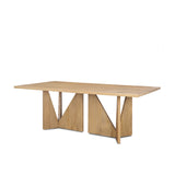 Tarro 84" Rectangular Light Brown Wood with Geometrical Base Dining Table 70839 Mercana