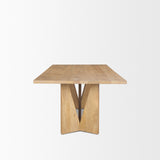 Tarro 84" Rectangular Light Brown Wood with Geometrical Base Dining Table 70839 Mercana