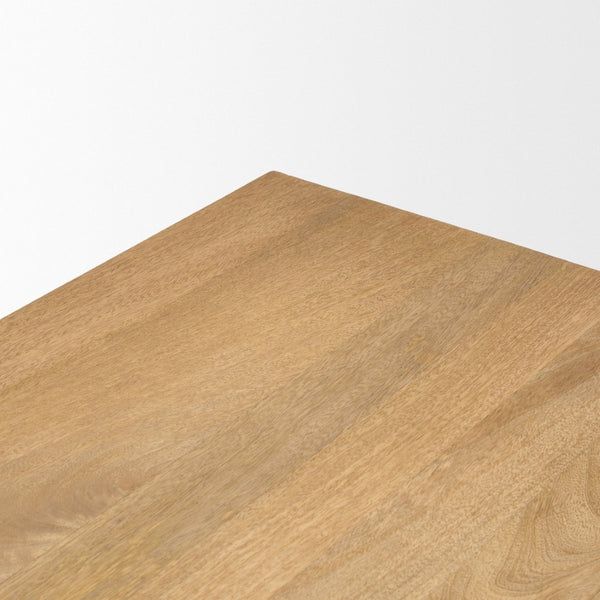 Mercana Tarro Dining Table - Contemporary Light Brown Wood with Geometric Base for Modern Dining Spaces 84" Lt Brown Wood Top | Lt Brown Wood Base 70839