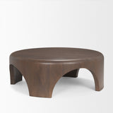 Shima Round Dark Brown Wood withArched Legs Coffee Table 70832 Mercana