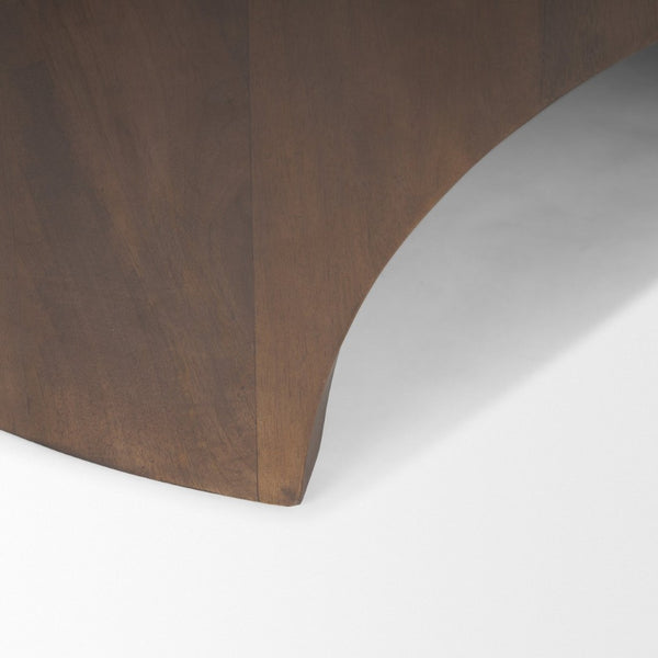 Mercana Shima Round Coffee Table with Arched Legs - Contemporary Mango Wood Design for Modern Living Spaces Dark Brown Wood 70832