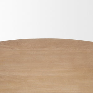 Mercana Terra Round Fluted Coffee Table with Hydraulic Lift and Hidden Storage for Modern Living Room Style Light Brown Wood 69878