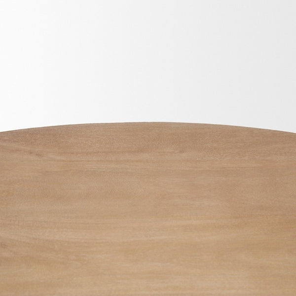 Mercana Terra Round Fluted Coffee Table with Hydraulic Lift and Hidden Storage for Modern Living Room Style Light Brown Wood 69878