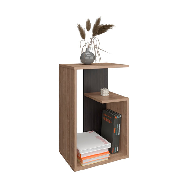 English Elm Side Table 25" H - Modern Minimalist Design With Open Shelves For Versatile Storage Solutions B097P296864-GIGA
