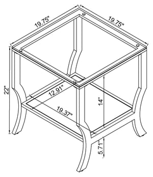 English Elm Porch Chrome Glass Square Top End Table with Mirrored Shelf, Sleek Metallic Finish, Durable Modern Accent B062P328627