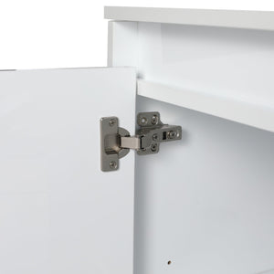 English Elm 20" Freestanding Bathroom Cabinet Glossy White Plywood Vanity with Soft-Close Doors & Top Board, Compact Luxury W999P312110
