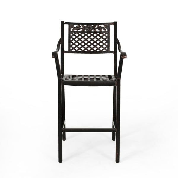 English Elm Christopher Knight Home® - TAHOE Athena Outdoor 29" Cast Aluminum Barstool Set of 2, Copper Finish, Weather-Resistant Mesh Scroll Design 65141.00