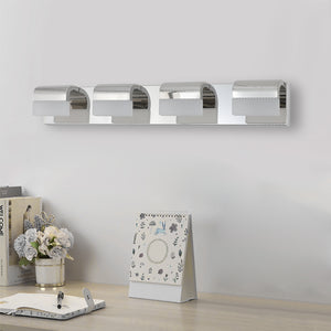English Elm Modern 4-Light Led Bathroom Vanity Fixture - Chrome Wall Lighting For Mirrors, Energy-Efficient Illumination W2312P374899
