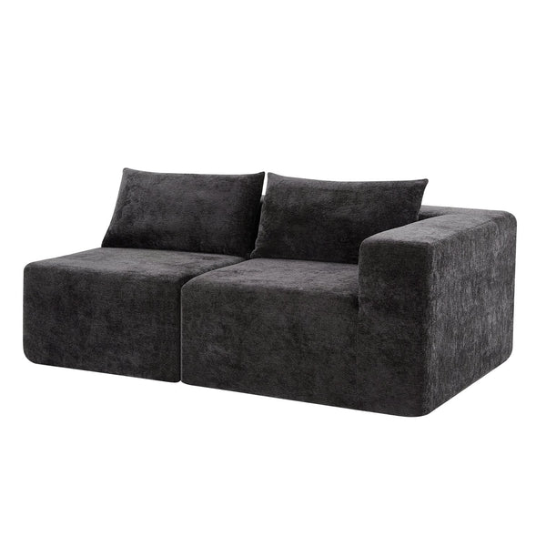 English Elm Christopher Knight Home® - 107" Compressed Sectional Sofas - Luxurious Modular Black Corduroy For Stylish, Cozy Living Spaces N771P346765H_N771P346766H