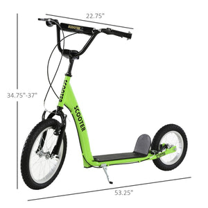 English Elm Aosom Kids Kick Scooter Steel Frame Inflatable Wheels Adjustable Handlebar Ages 5 Up W2225P249784