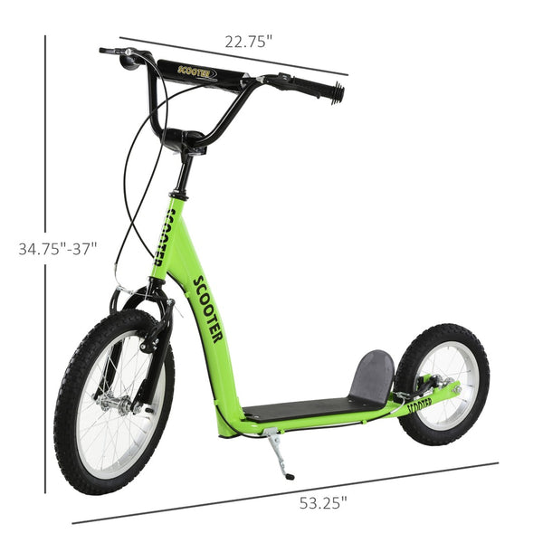 English Elm Aosom Kids Kick Scooter Steel Frame Inflatable Wheels Adjustable Handlebar Ages 5 Up W2225P249784