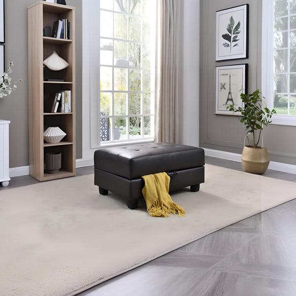 English Elm Revere Cappuccino Ottoman G305-O – Tufted Faux Leather Extra Seating, No Assembly, Durable Frame B078108151