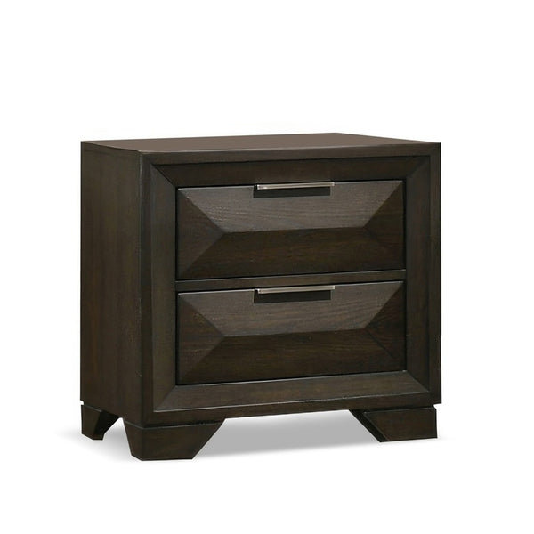 English Elm Beautiful Espresso Wood Panel Queen Bed Set with Two Nightstands for Transitional Bedroom B2741S00897