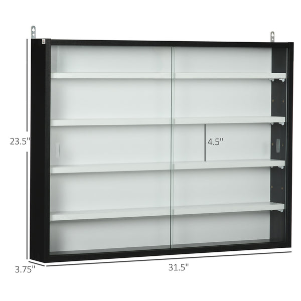 English Elm HOMCOM 5-Tier Glass Display Cabinet Wall-Mounted with 2 Doors, Adjustable Shelves for Collectibles W2225P229766