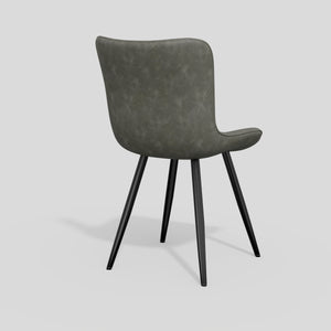 English Elm Dining Chair Set Of 2 - Modern Gray Pu Leather Armless Chairs With Sturdy Metal Legs For Comfort T3950P396567