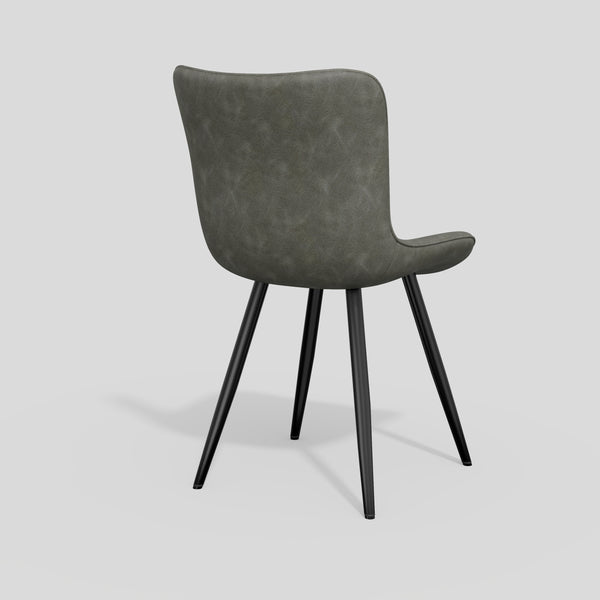 English Elm Dining Chair Set Of 2 - Modern Gray Pu Leather Armless Chairs With Sturdy Metal Legs For Comfort T3950P396567