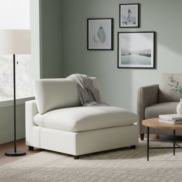 English Elm Caylie Modern Armless Slipper Chair with Plush Down-Blend Cushioning and Removable Washable Covers Ivory B050P406806