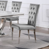 Velvet Side Chairs Set of 2: Grey Upholstery, Chrome Legs | Modern Elegant Design - 20