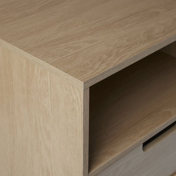 English Elm Walker Edison - Modern 1-Drawer Nightstand with Open Cubby—Sleek Mid-Century Legs, Smooth Glides, Warp-Resistant MDF Brown 23.5 L x 18.5 W x 6 H B185P168894