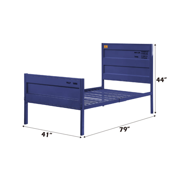 English Elm Cargo Metal Twin Bed with Cargo Container Style, Recessed Panels, Low Profile Frame, 330lb Capacity Blue 47 L x 28.75 W x 5.3 H B2726P347880