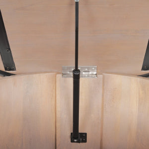 Mercana Terra Round Fluted Coffee Table with Hydraulic Lift and Hidden Storage for Modern Living Room Style Light Brown Wood 69878