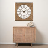 Mercana Rondell Light Brown Wood W/ Gold Metal Wall Clock 70602