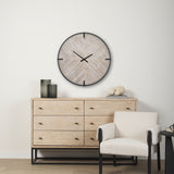 Rani Matte Black Metal with Wood Wall Clock 70691 Mercana