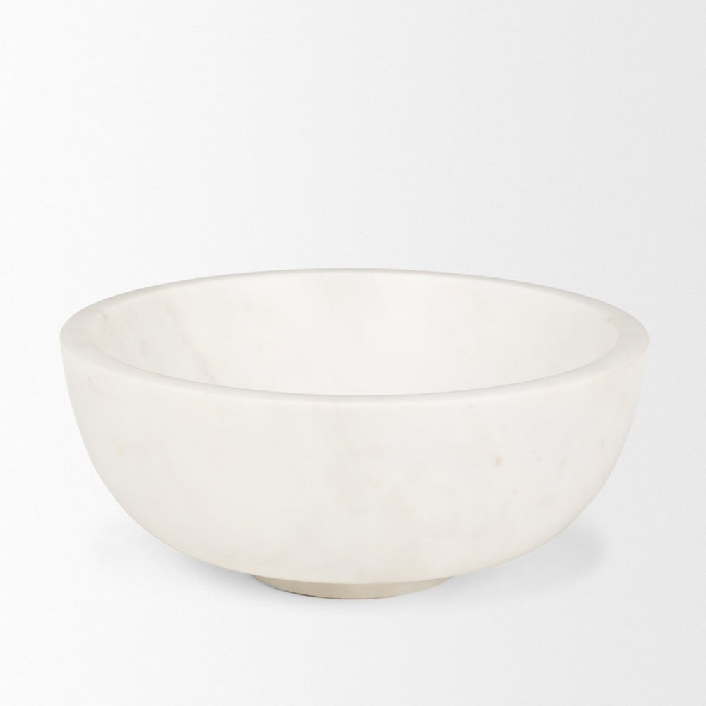 Mercana Katora Premium Marble Bowl - Elegant Décor Accent for Home or Office, Perfect for Serving or Display White Marble | Large 70940
