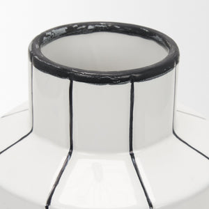 Mercana Dinah Elegant Modern Vase with Hand-Painted Black Stripes for Contemporary Home Decor Accents White | Ceramic | Small 70961