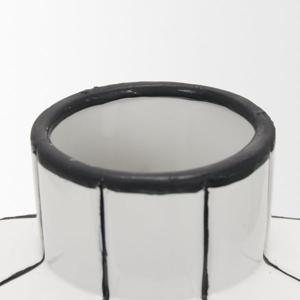 Mercana Dinah Elegant Modern Vase with Hand-Painted Black Stripes for Contemporary Home Decor Accents White | Ceramic | Large 70962