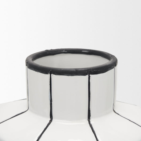 Mercana Dinah Elegant Modern Vase with Hand-Painted Black Stripes for Contemporary Home Decor Accents White | Ceramic | Large 70962