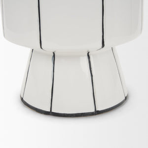 Mercana Dinah Elegant Modern Vase with Hand-Painted Black Stripes for Contemporary Home Decor Accents White | Ceramic | Large 70962