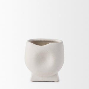 Mercana Darian Sculptural Matte Ceramic Vase – Timeless Accent for Modern Decor and Fresh Flowers Display Textured White | Small 70963