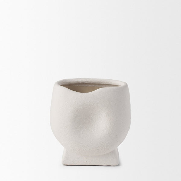 Mercana Darian Sculptural Matte Ceramic Vase – Timeless Accent for Modern Decor and Fresh Flowers Display Textured White | Small 70963