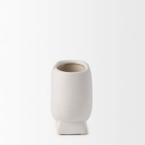 Mercana Darian Sculptural Matte Ceramic Vase – Timeless Accent for Modern Decor and Fresh Flowers Display Textured White | Small 70963