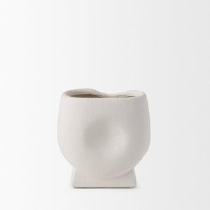 Mercana Darian Sculptural Matte Ceramic Vase – Timeless Accent for Modern Decor and Fresh Flowers Display Textured White | Small 70963